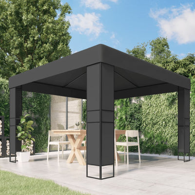 Vidaxl prieel met dubbel dak 3x3 m antraciet
