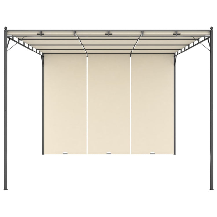 VidaXL Tuinprieel met zijgordijn 4x3x2,25 m crème