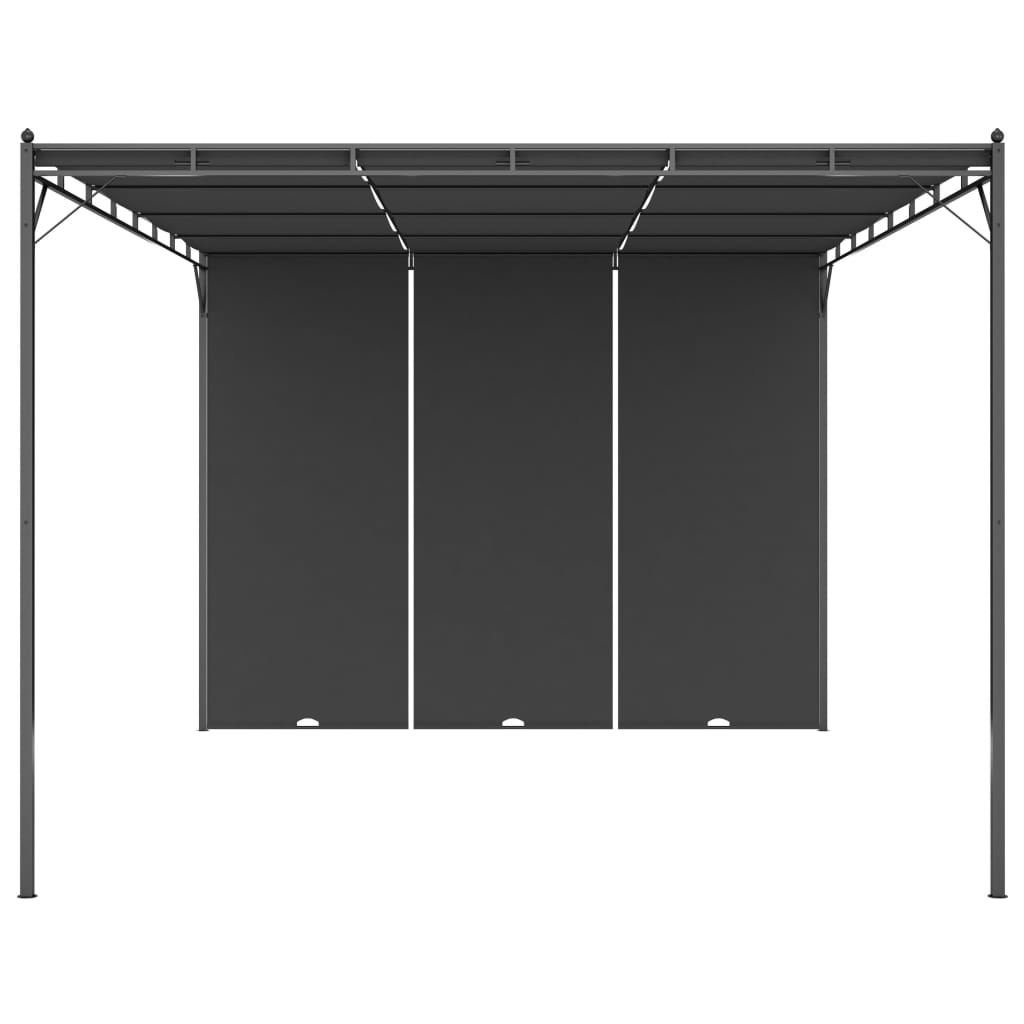 VidaXL Tuinprieel met zijgordijn 4x3x2,25 m antraciet