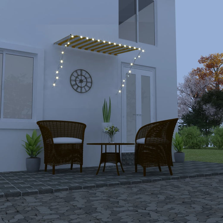 VidaXL Luifel uittrekbaar met LED 200x150 cm geel en wit