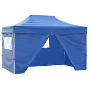 Vidaxl partytent met 4 zijwanden inklapbaar 3x4 m staal blauw - afbeelding 1