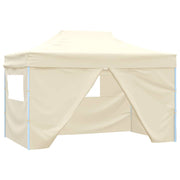 Vidaxl partytent met 4 zijwanden inklapbaar 3x4 m staal crème - afbeelding 1