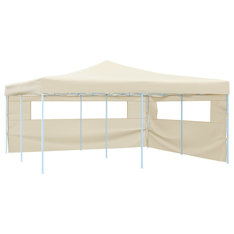 VidaXL Prieel inklapbaar met 2 zijwanden 5x5 m crème