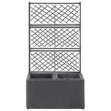 Vidaxl latwerkplantenbak verhoogd met potten 58x30x107 cm rattan zwart - afbeelding 2