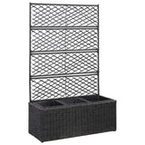 Vidaxl latwerkplantenbak verhoogd met potten 83x30x130 cm rattan zwart - afbeelding 1