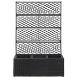 Vidaxl latwerkplantenbak verhoogd met potten 83x30x130 cm rattan zwart - afbeelding 2