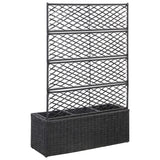 Vidaxl latwerkplantenbak verhoogd met potten 83x30x130 cm rattan zwart - afbeelding 3