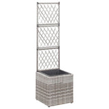 Vidaxl latwerkplantenbak verhoogd met 1 pot 30x30x107 cm rattan grijs - afbeelding 1