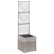 Vidaxl latwerkplantenbak verhoogd met 1 pot 30x30x107 cm rattan grijs - afbeelding 1