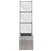 Vidaxl latwerkplantenbak verhoogd met 1 pot 30x30x107 cm rattan grijs - afbeelding 2