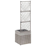 Vidaxl latwerkplantenbak verhoogd met 1 pot 30x30x107 cm rattan grijs - afbeelding 3