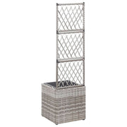 Vidaxl latwerkplantenbak verhoogd met 1 pot 30x30x107 cm rattan grijs - afbeelding 3