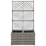 Vidaxl latwerkplantenbak verhoogd met potten 58x30x107 cm rattan grijs - afbeelding 2