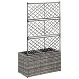 Vidaxl latwerkplantenbak verhoogd met potten 58x30x107 cm rattan grijs - afbeelding 3