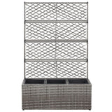 Vidaxl latwerkplantenbak verhoogd met potten 83x30x130 cm rattan grijs - afbeelding 2