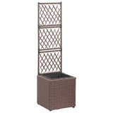 Vidaxl latwerkplantenbak verhoogd met 1 pot 30x30x107 cm rattan bruin - afbeelding 1