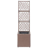 Vidaxl latwerkplantenbak verhoogd met 1 pot 30x30x107 cm rattan bruin - afbeelding 2