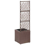 Vidaxl latwerkplantenbak verhoogd met 1 pot 30x30x107 cm rattan bruin - afbeelding 3