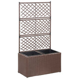 Vidaxl latwerkplantenbak verhoogd met potten 58x30x107 cm rattan bruin - afbeelding 1