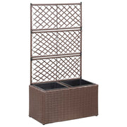 Vidaxl latwerkplantenbak verhoogd met potten 58x30x107 cm rattan bruin - afbeelding 1