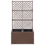 Vidaxl latwerkplantenbak verhoogd met potten 58x30x107 cm rattan bruin - afbeelding 2