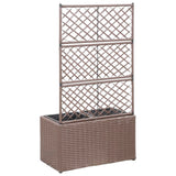 Vidaxl latwerkplantenbak verhoogd met potten 58x30x107 cm rattan bruin - afbeelding 3