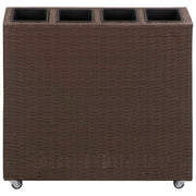 VidaXL Plantenbak verhoogd met 4 potten 80x22x79 cm poly rattan bruin - afbeelding 2