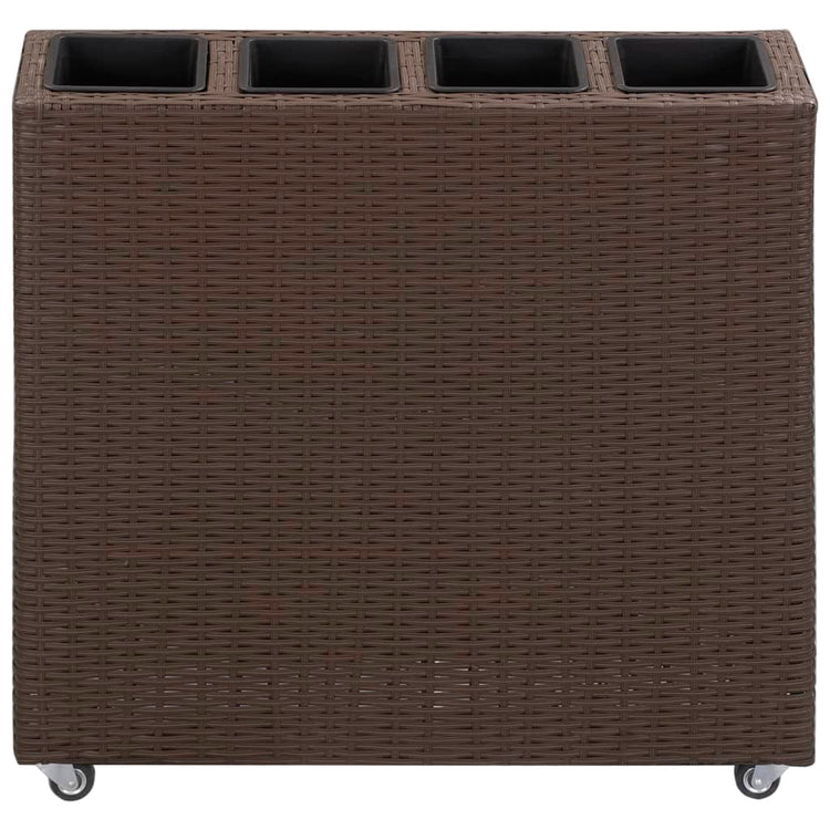 VidaXL Plantenbak verhoogd met 4 potten 80x22x79 cm poly rattan bruin