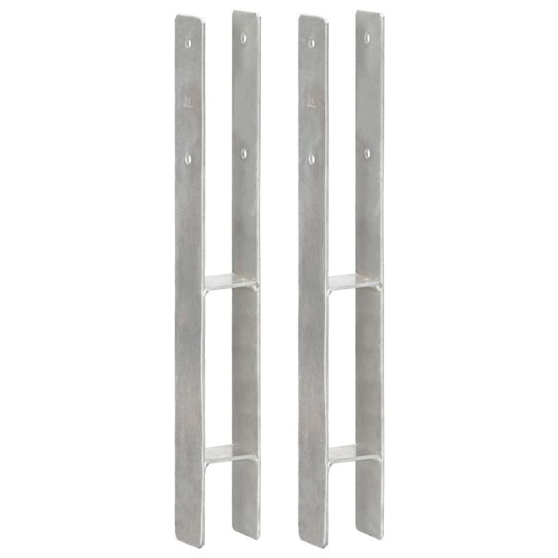 Vidaxl grondankers 2 st 7x6x60 cm gegalvaniseerd staal zilverkleurig