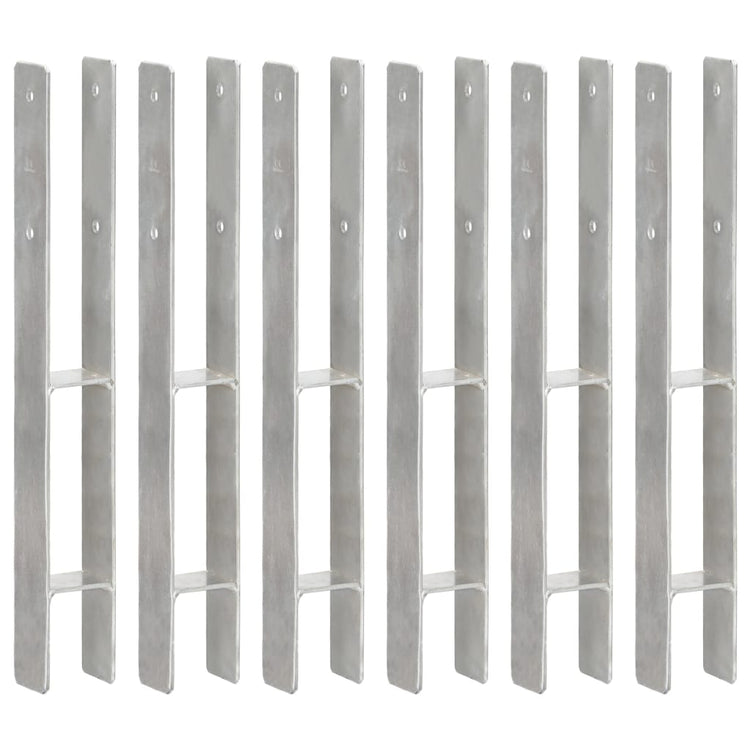 Vidaxl grondankers 6 st 7x6x60 cm gegalvaniseerd staal zilverkleurig