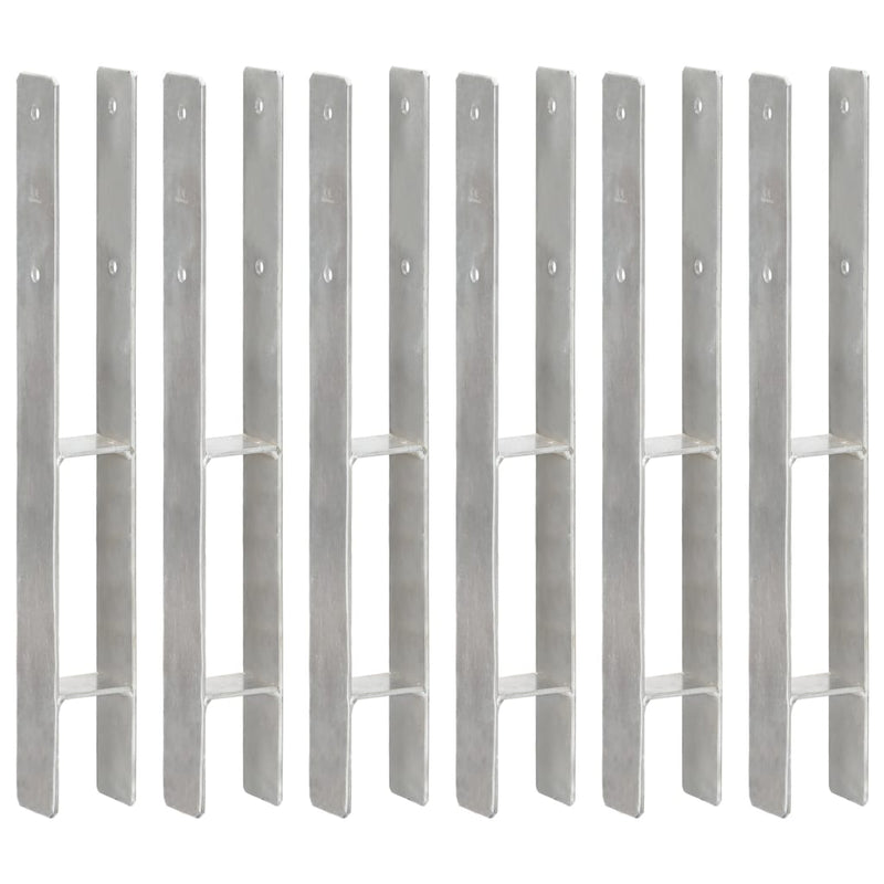 Vidaxl grondankers 6 st 7x6x60 cm gegalvaniseerd staal zilverkleurig