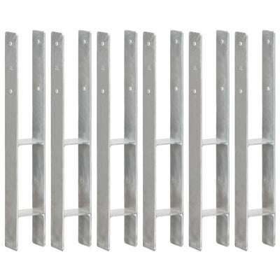Vidaxl grondankers 6 st 8x6x60 cm gegalvaniseerd staal zilverkleurig