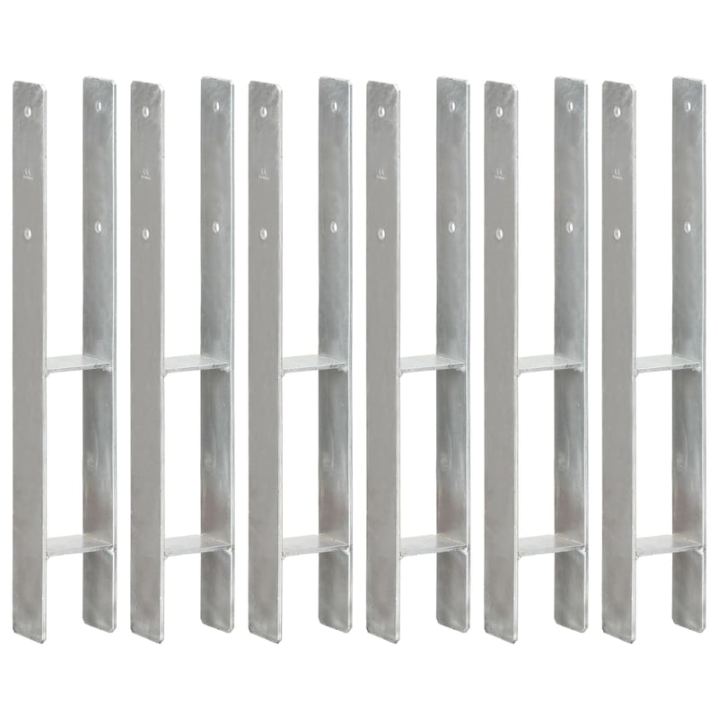 Vidaxl grondankers 6 st 8x6x60 cm gegalvaniseerd staal zilverkleurig