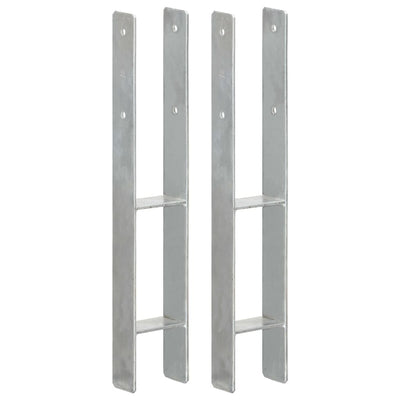 Vidaxl grondankers 2 st 9x6x60 cm gegalvaniseerd staal zilverkleurig