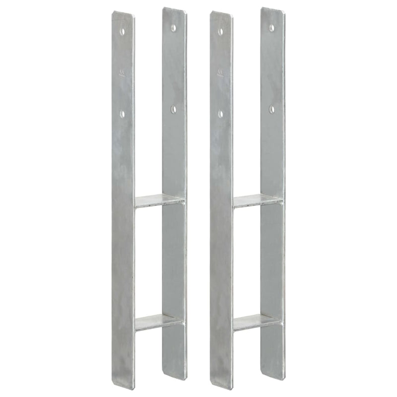 Vidaxl grondankers 2 st 9x6x60 cm gegalvaniseerd staal zilverkleurig
