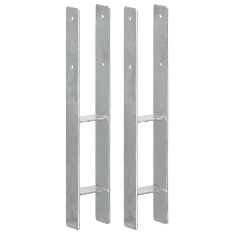 Vidaxl grondankers 2 st 9x6x60 cm gegalvaniseerd staal zilverkleurig