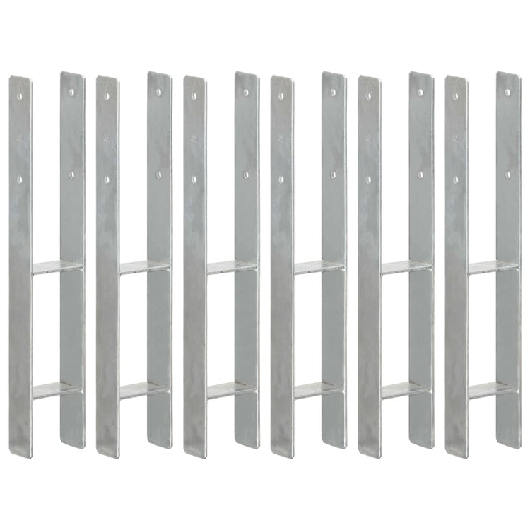 Vidaxl grondankers 6 st 9x6x60 cm gegalvaniseerd staal zilverkleurig
