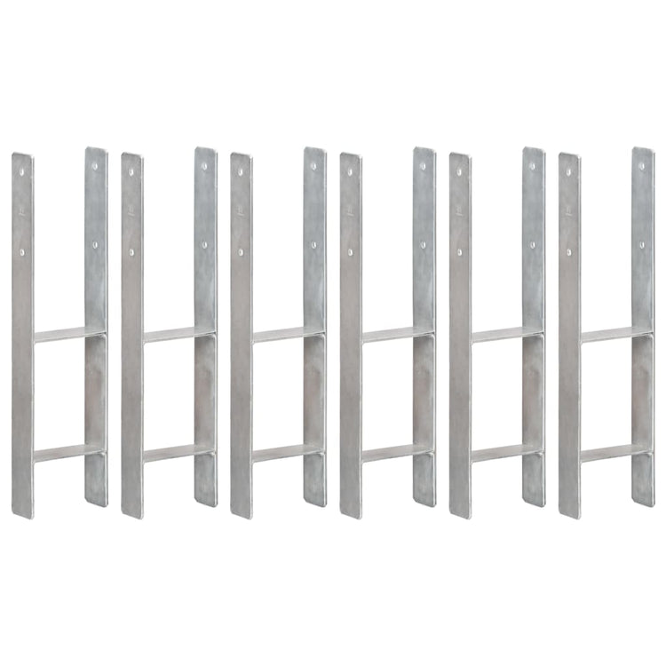 Vidaxl grondankers 6 st 14x6x60 cm gegalvaniseerd staal zilverkleurig