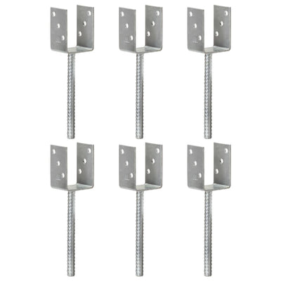 Vidaxl grondankers 6 st 7x6x30 cm gegalvaniseerd staal zilverkleurig