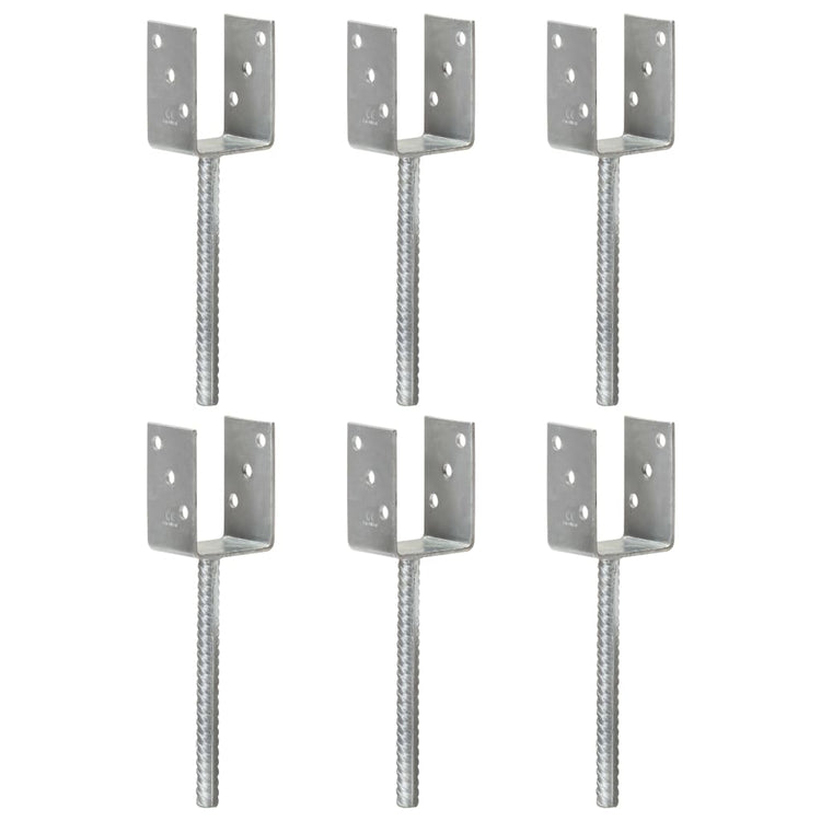 Vidaxl grondankers 6 st 7x6x30 cm gegalvaniseerd staal zilverkleurig
