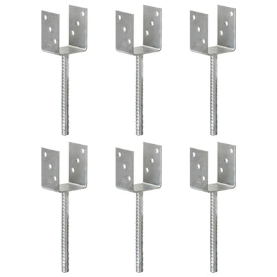 Vidaxl grondankers 6 st 8x6x30 cm gegalvaniseerd staal zilverkleurig