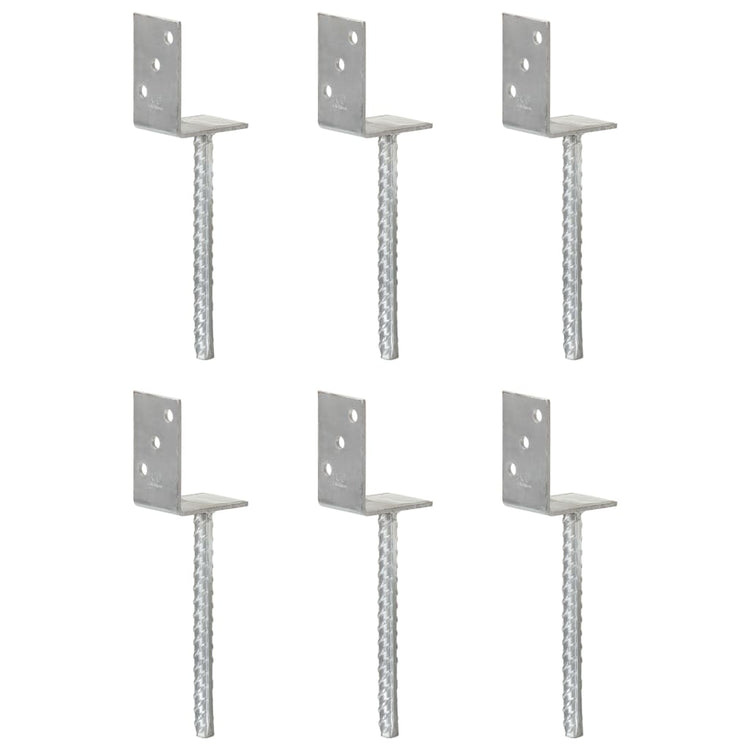 Vidaxl grondankers 6 st 8x6x30 cm gegalvaniseerd staal zilverkleurig