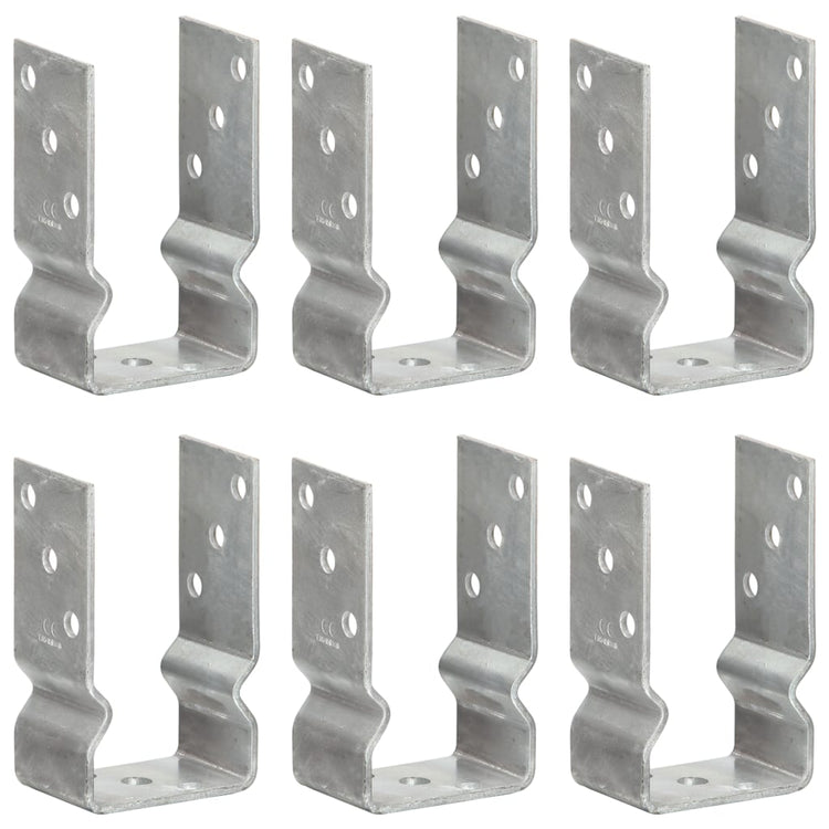 Vidaxl grondankers 6 st 8x6x15 cm gegalvaniseerd staal zilverkleurig