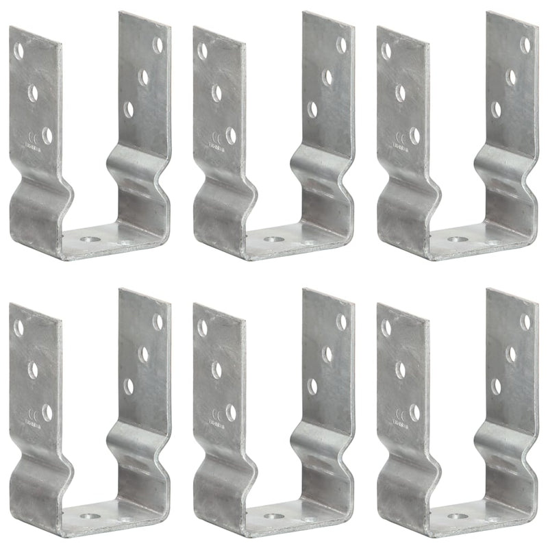 Vidaxl grondankers 6 st 8x6x15 cm gegalvaniseerd staal zilverkleurig