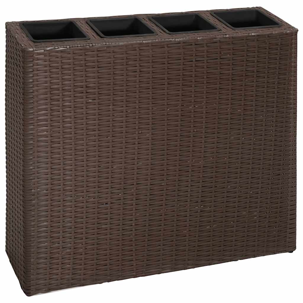 Vidaxl plantenbak verhoogd met 4 potten 2 st poly rattan bruin