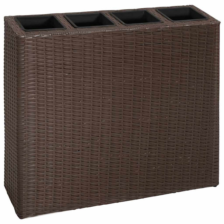 Vidaxl plantenbak verhoogd met 4 potten 2 st poly rattan bruin