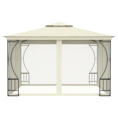 Vidaxl prieel met netten 300x300x265 cm crèmekleurig