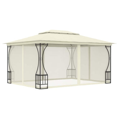 Vidaxl prieel met netten 300x400x265 cm crèmekleurig