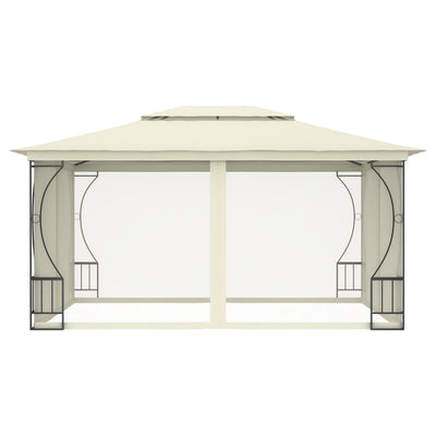 Vidaxl prieel met netten 300x400x265 cm crèmekleurig