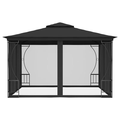 Vidaxl prieel met netten 300x300x265 cm antracietkleurig